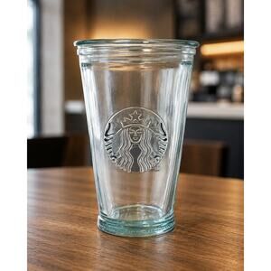 Starbucks 16 oz Grande Recycled Glass Cold Cup With Plastic Lid